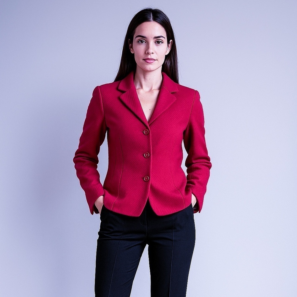 LAFAYETTE 148 Tweed Wool Pink Fuchsia Suit Buttoned Single Lapel Blazer Sz 8